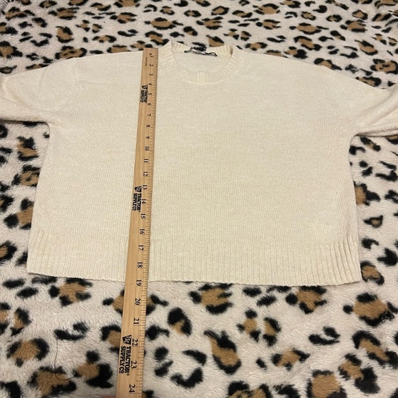 French connection light oatmeal Kesia Crew Neck Cropped Sweater - Picture 8 of 9